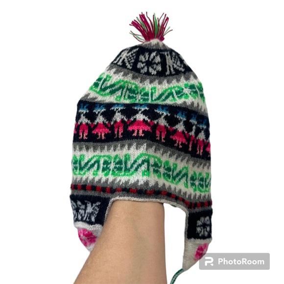 Peruvian Handmade Knit Chullo Beanie Cap Hat Unisex Adult Size - Picture 2 of 7